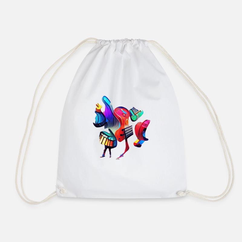 Abstract Musical Instruments - Drawstring Bag - white