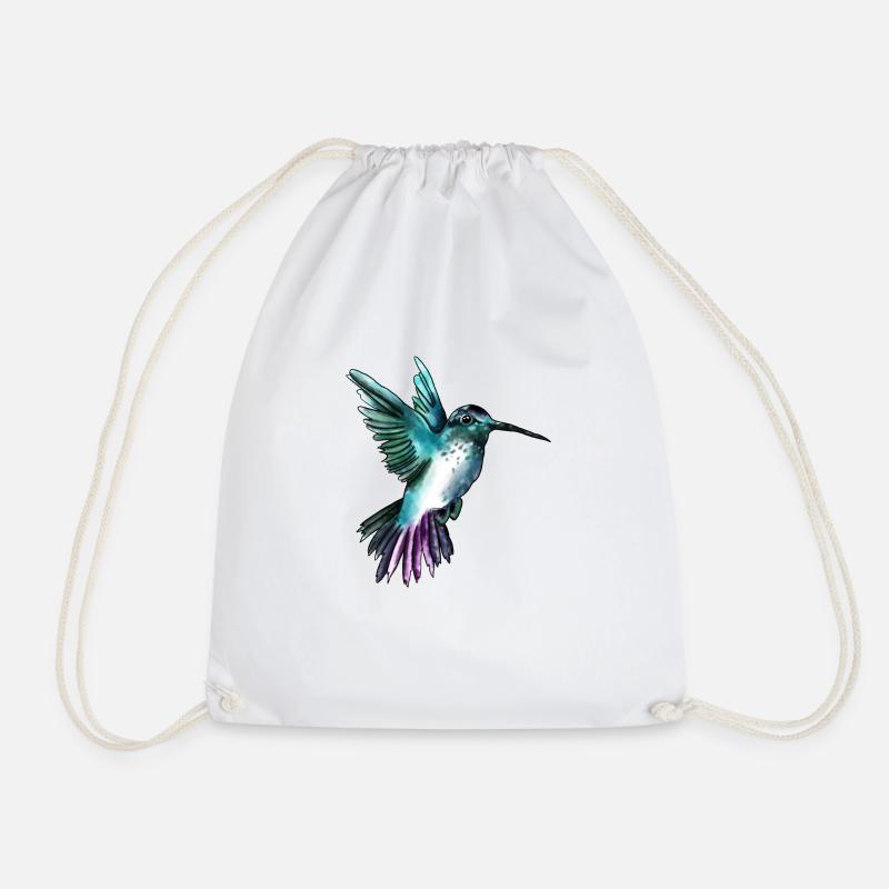 Süßer, hangemalter, blauer Kolibri - Turnbeutel - Weiß