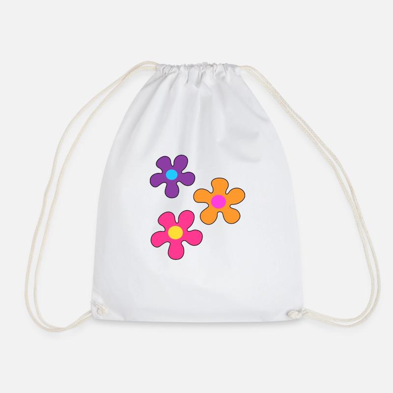 Hippie flowers - Drawstring Bag - white