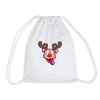 Rudolf renne du pere noel version cochon - Sac de sport léger - blanc - Devant