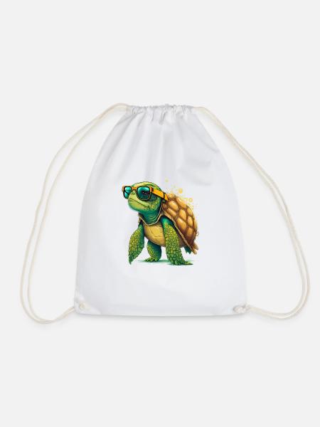 Turtle old - Drawstring Bag - white