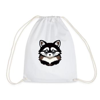 Raccoons Cute Cartoon Raccoon 23 - Drawstring Bag - white - Front