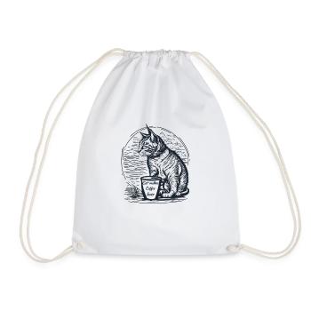 Chat et tasse de café - Sac de sport léger - blanc - Devant