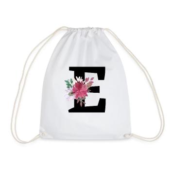 Floral Letter - Drawstring Bag - white - Front