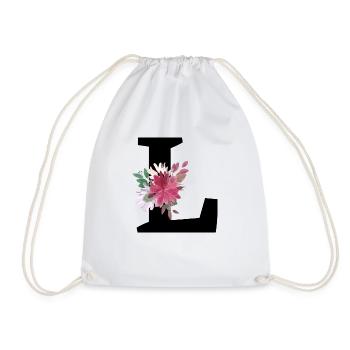 Letter l floral - Drawstring Bag - white - Front