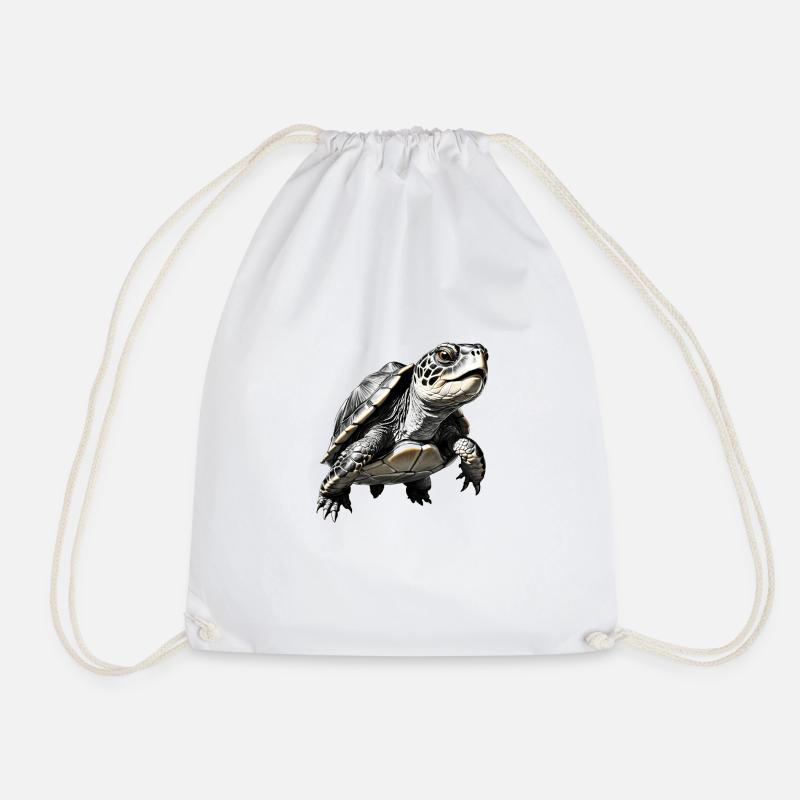 Turtle Style: Sea-inspired Apparel - Drawstring Bag - white