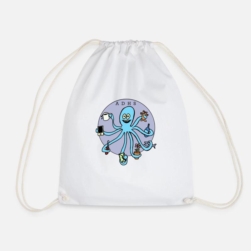All-at-once-Octopus 3 (happy ADHD) - Drawstring Bag - white