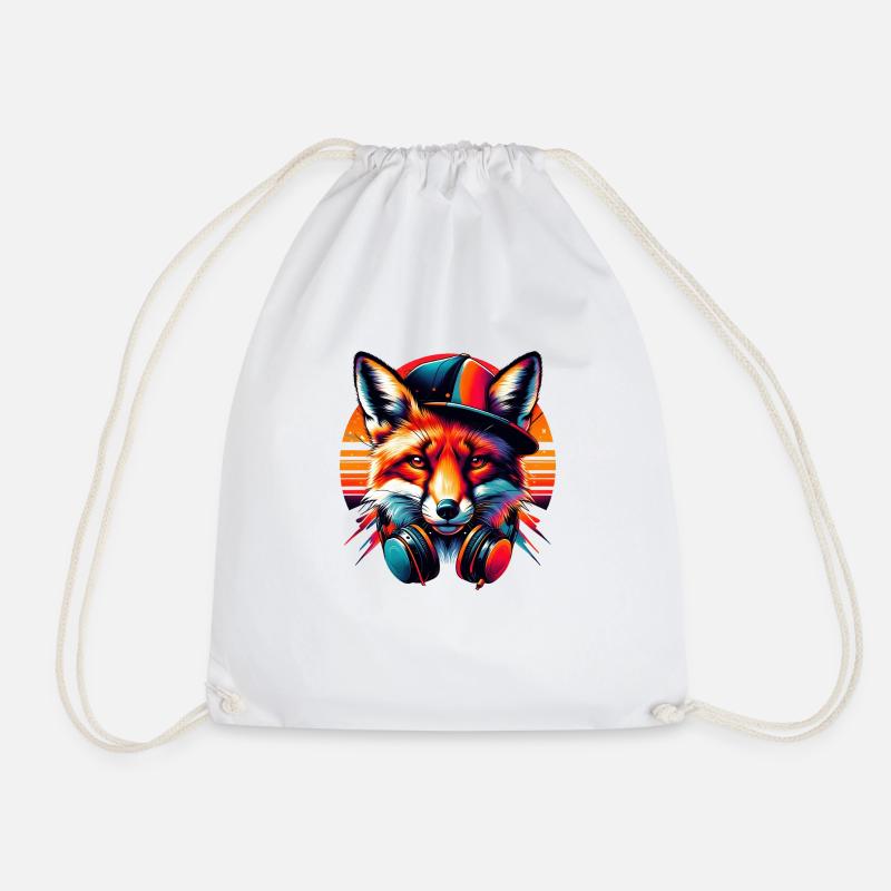 Urban Fox - Drawstring Bag - white