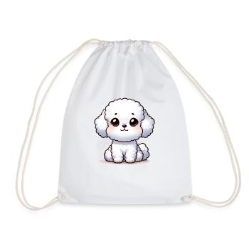 Digital illustration of cute Bichon Frise - Drawstring Bag - white - Front