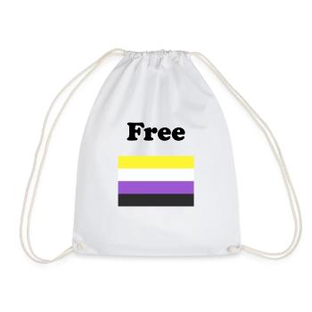 Non Binary Flag Free - Drawstring Bag - white - Front