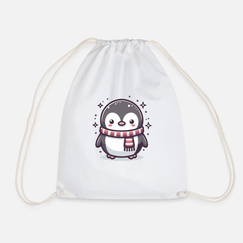 Penguin - Drawstring Bag - white