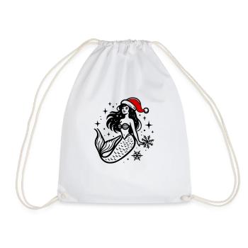Mermaid Christmas - Drawstring Bag - white - Front