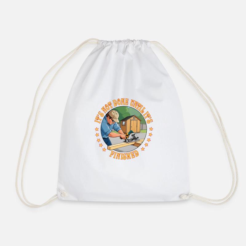 It's not done until it's finished - Drawstring Bag - white