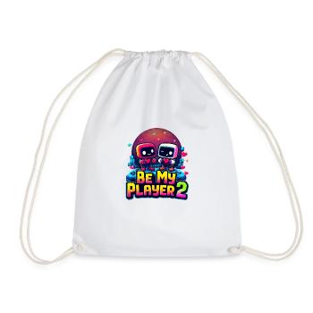 Be My Player 2 - Retro Valentine's Day Robot - Drawstring Bag - white - Front