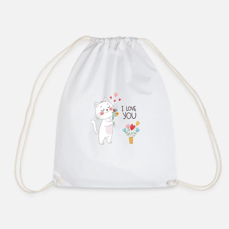 I LOVE YOU - Drawstring Bag - white