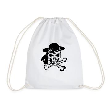 head of death bone hat breton - Drawstring Bag - white - Front