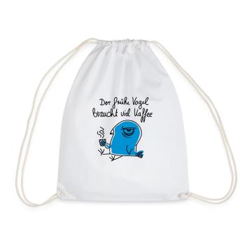 The early bird needs a lot of coffee - Drawstring Bag - white - Front