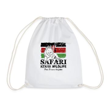 Lion - Safari Kenya Wildlife - Drawstring Bag - white - Front