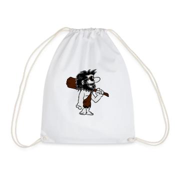 Caveman funny comic sunglasses - Drawstring Bag - white - Front