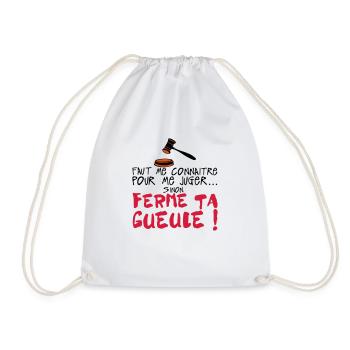 citation humour connaitre juger ferme ta - Sac de sport léger - blanc - Devant