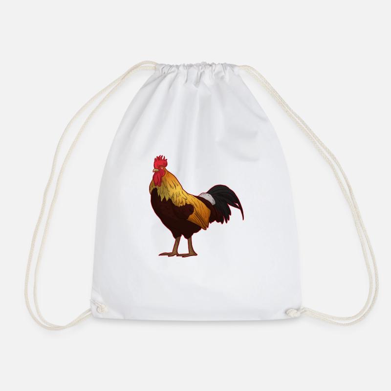 Rooster chicken hen - Drawstring Bag - white