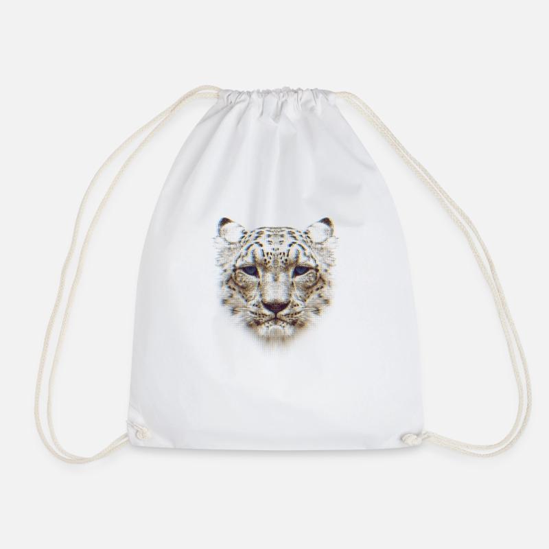 Snow leopard with blue eyes. - Drawstring Bag - white