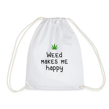 l’herbe me rend heureux cannabis marijuana - Sac de sport léger - blanc - Devant