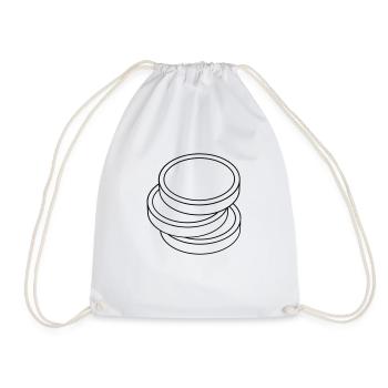 three coins in a stack - Drawstring Bag - white - Front