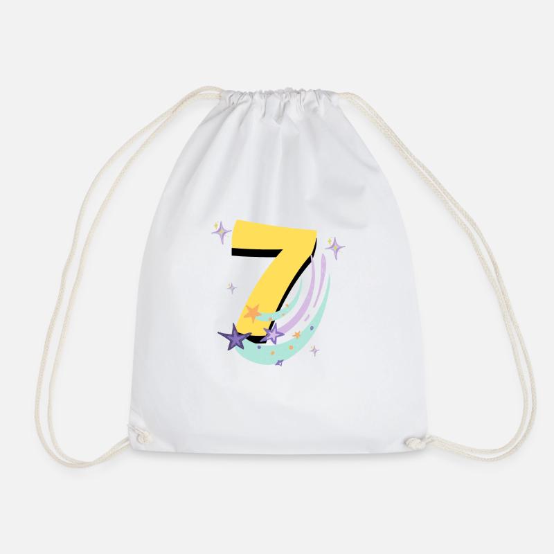 7. Geburtstag (7-Jahres-Geschenk) - Turnbeutel - Weiß