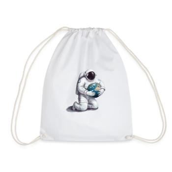 Astronaut mit Erdkugel Geschenk für Astronauten - Turnbeutel - Weiß - Vorne
