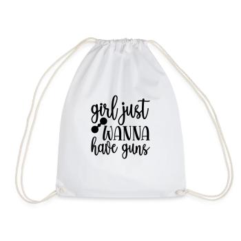 20 girl just want to have guns - Drawstring Bag - white - Front