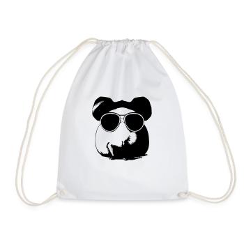 Guinea pig cool sunglasses funny vector 11 - Drawstring Bag - white - Front