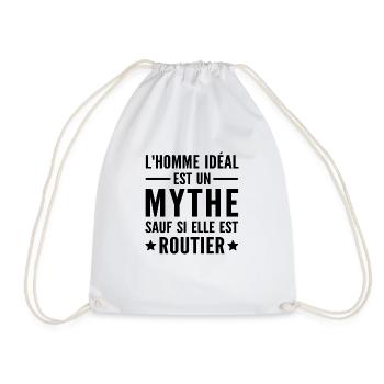 l homme idéal est routier / humour routier - Sac de sport léger - blanc - Devant