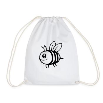 Little cute cartoon bee - Drawstring Bag - white - Front