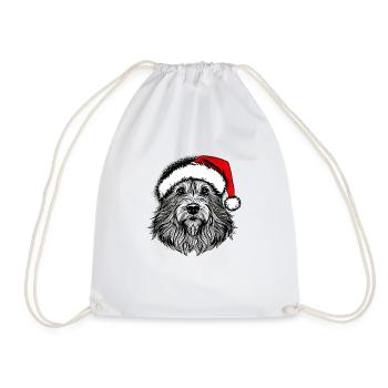 Weihnachten Hund süß lustig Hunde Tier Welpe 16 - Turnbeutel - Weiß - Vorne