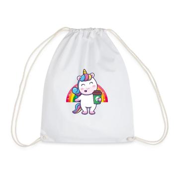 Bébé Licorne Arc-en-ciel mignon mignon - Sac de sport léger - blanc - Devant