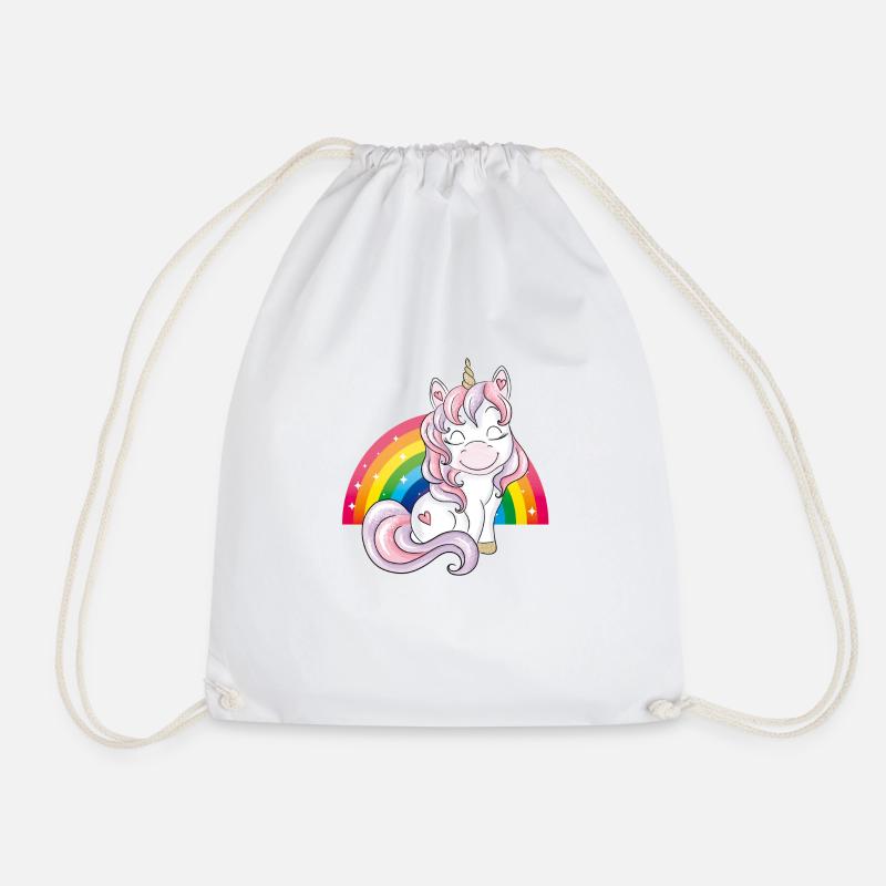 Baby unicorn cute rainbow cute - Drawstring Bag - white