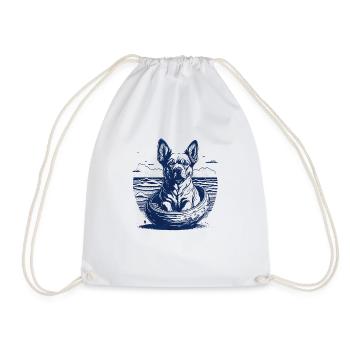 Dog in an egg - Drawstring Bag - white - Front