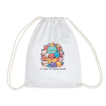 Too peopley today. Kawaii pile of cute cats. - Drawstring Bag - white - Front