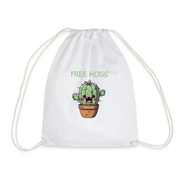 Cuddly Cactus: Cute, warm and prickly - Drawstring Bag - white - Front