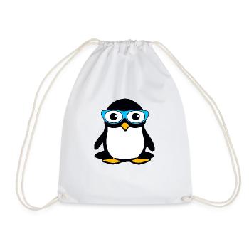 Penguin with blue glasses - Drawstring Bag - white - Front