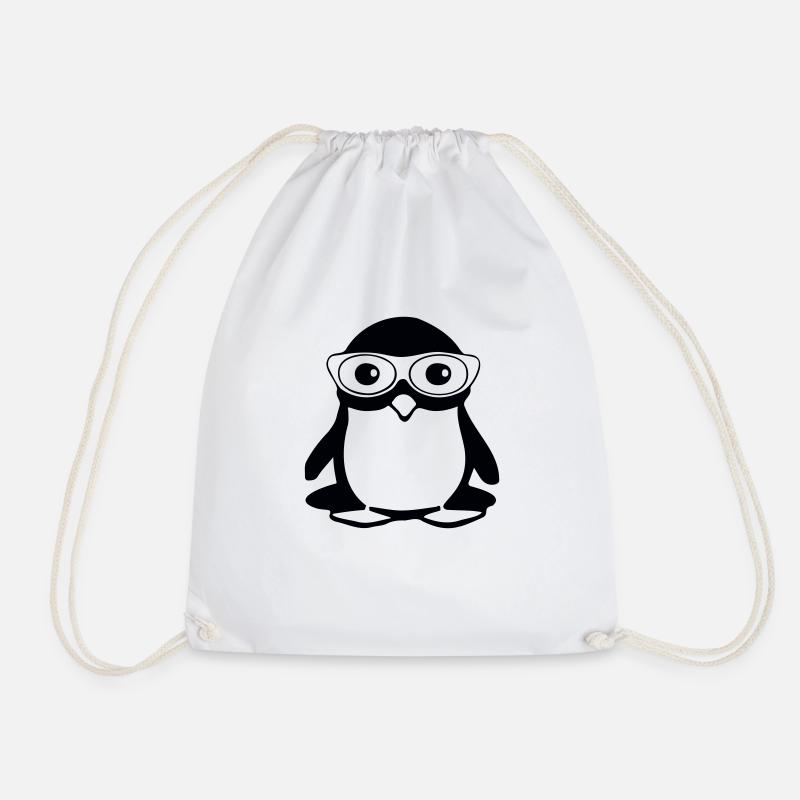 Penguin with glasses, vector illustration - Drawstring Bag - white