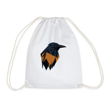 Geometric Raven - Drawstring Bag - white - Front