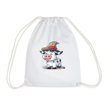 Adi la vache au chapeau - Sac de sport léger - blanc - Devant
