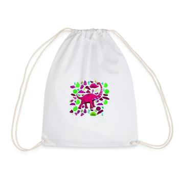 Pink Brontosaurus in the forest - Drawstring Bag - white - Front