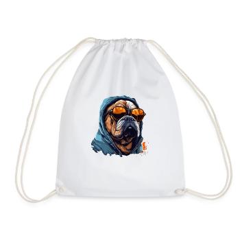 Urban Bulldog: Streetwise Bulldog Vibes - Drawstring Bag - white - Front