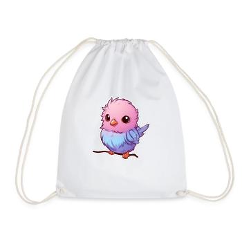 cute bird - Drawstring Bag - white - Front