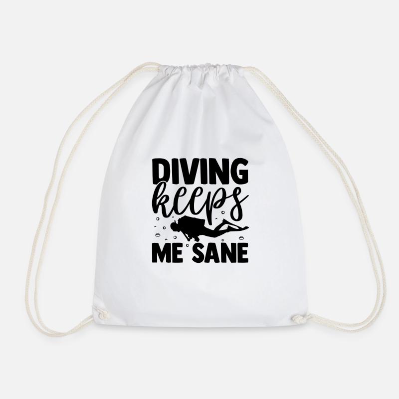 Diving Diving Saying - Drawstring Bag - white