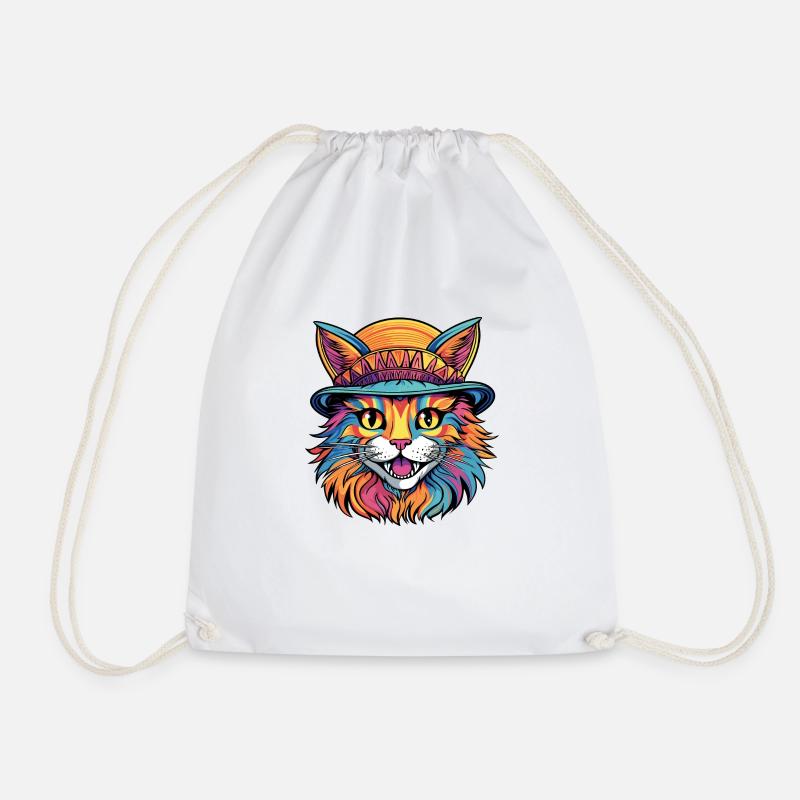 Sunshine Kitty - Drawstring Bag - white