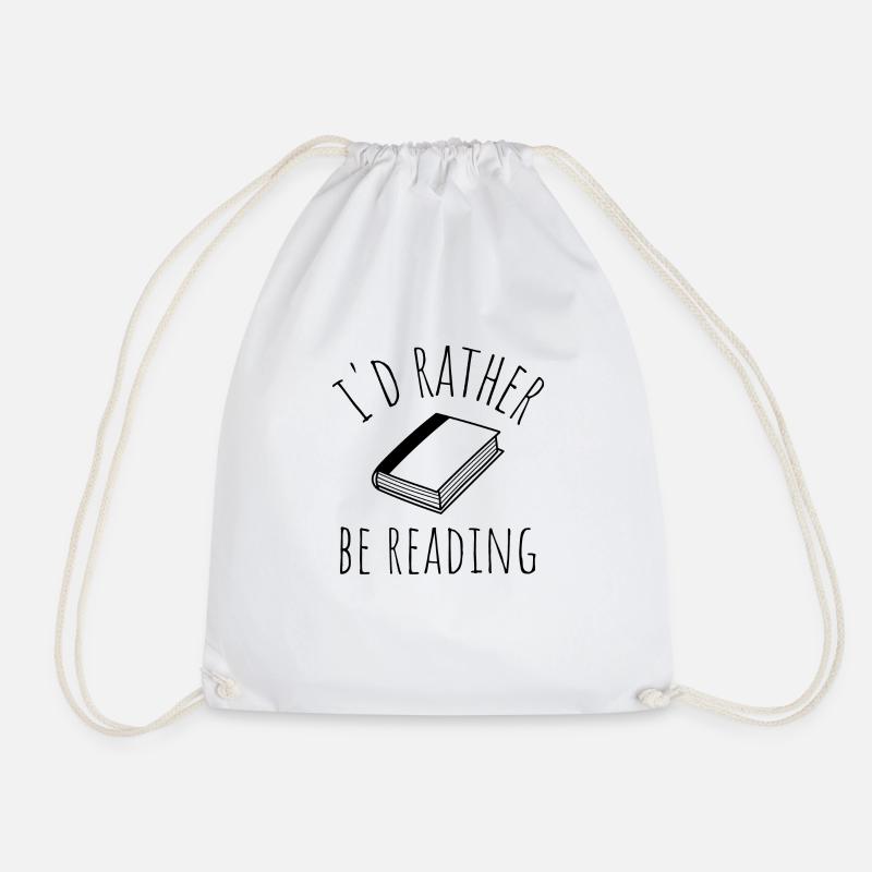 i'd rather be reading - Drawstring Bag - white